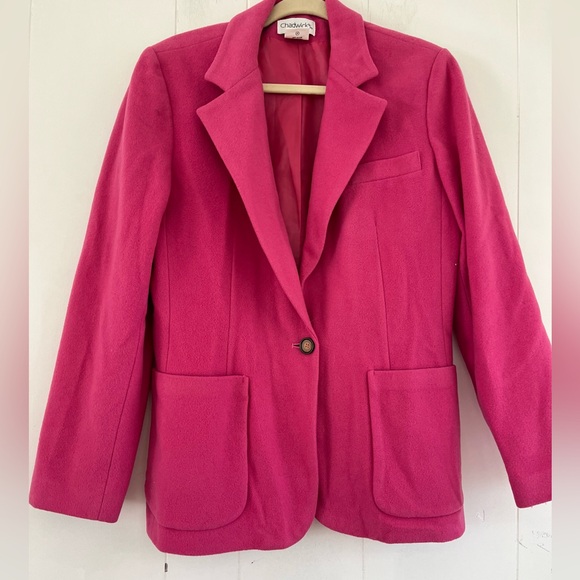 Chadwicks Jackets & Blazers - Chadwicks Vibrant Pink Women's Wool Cashmere Blend Blazer Size 12